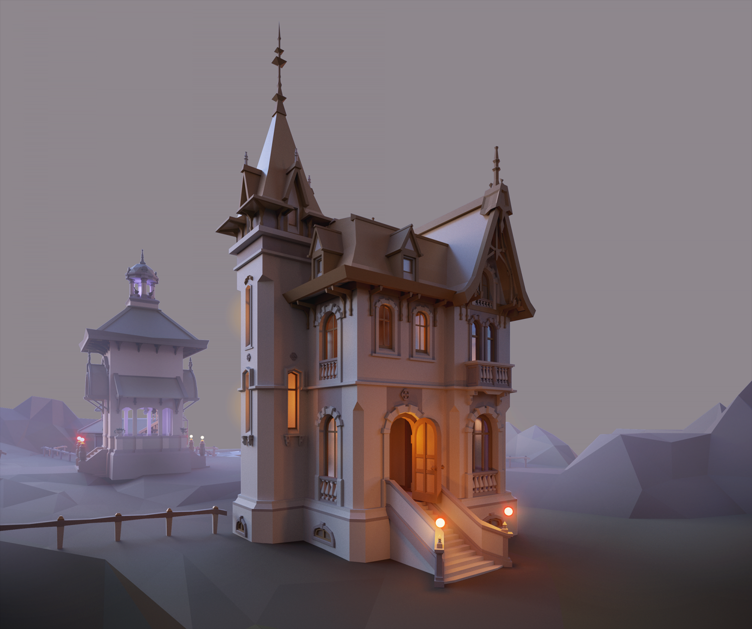 Victorian Style Village Low Poly 3d Model In Buildings 3dexport
