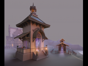 victorian style village low poly 3D 모델
