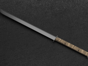samurai sword with budawarrior statue 3D Model