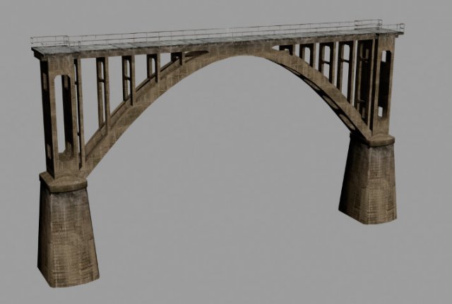 span of concrete bridge length 56 m height 35 m width 10 m 3D 모델 .c4d .max .obj .3ds .fbx .stl .blend 
