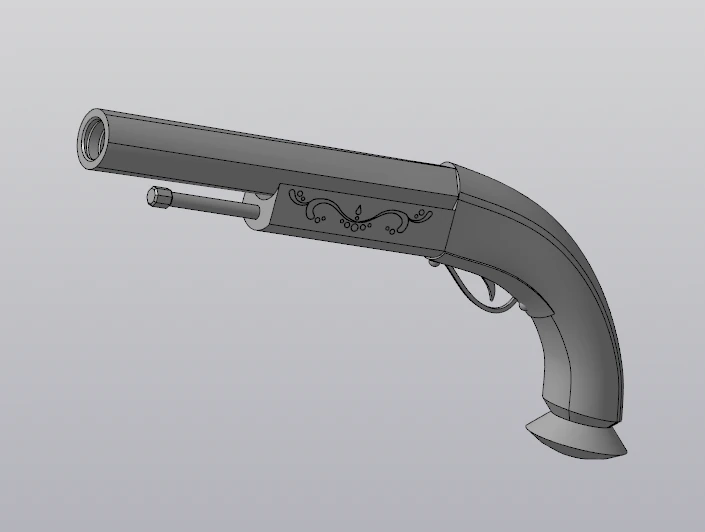 Powder pistol 3D Model .c4d .max .obj .3ds .fbx .stl .blend 