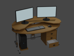 computer desk pack 3D मॉडल