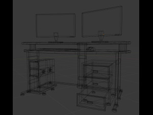 computer desk pack 3D मॉडल