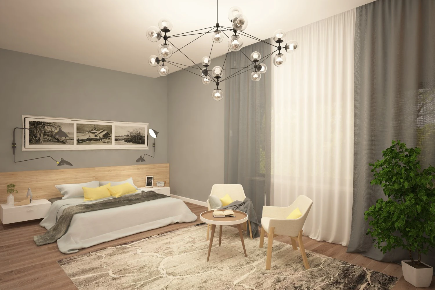 bedroom in light colors modern style 3D Model .c4d .max .obj .3ds .fbx .stl .blend 