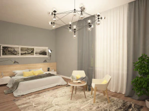 quarto em cores claras estilo moderno Modelo 3D