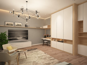 bedroom in light colors modern style 3D 모델