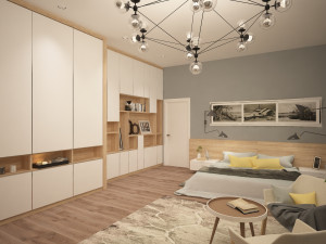 bedroom in light colors modern style 3D 모델