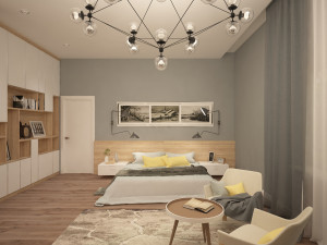 bedroom in light colors modern style 3D 모델