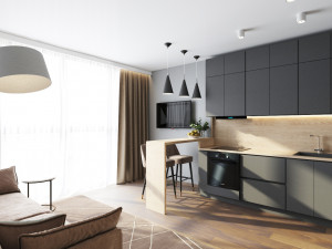 living room kitchen 3D Model