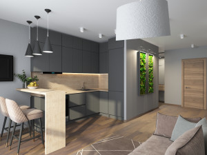 living room kitchen 3D Model