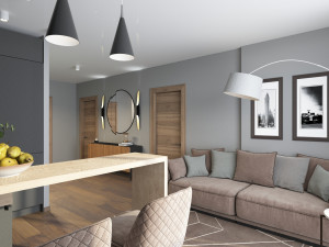 living room kitchen 3D Model