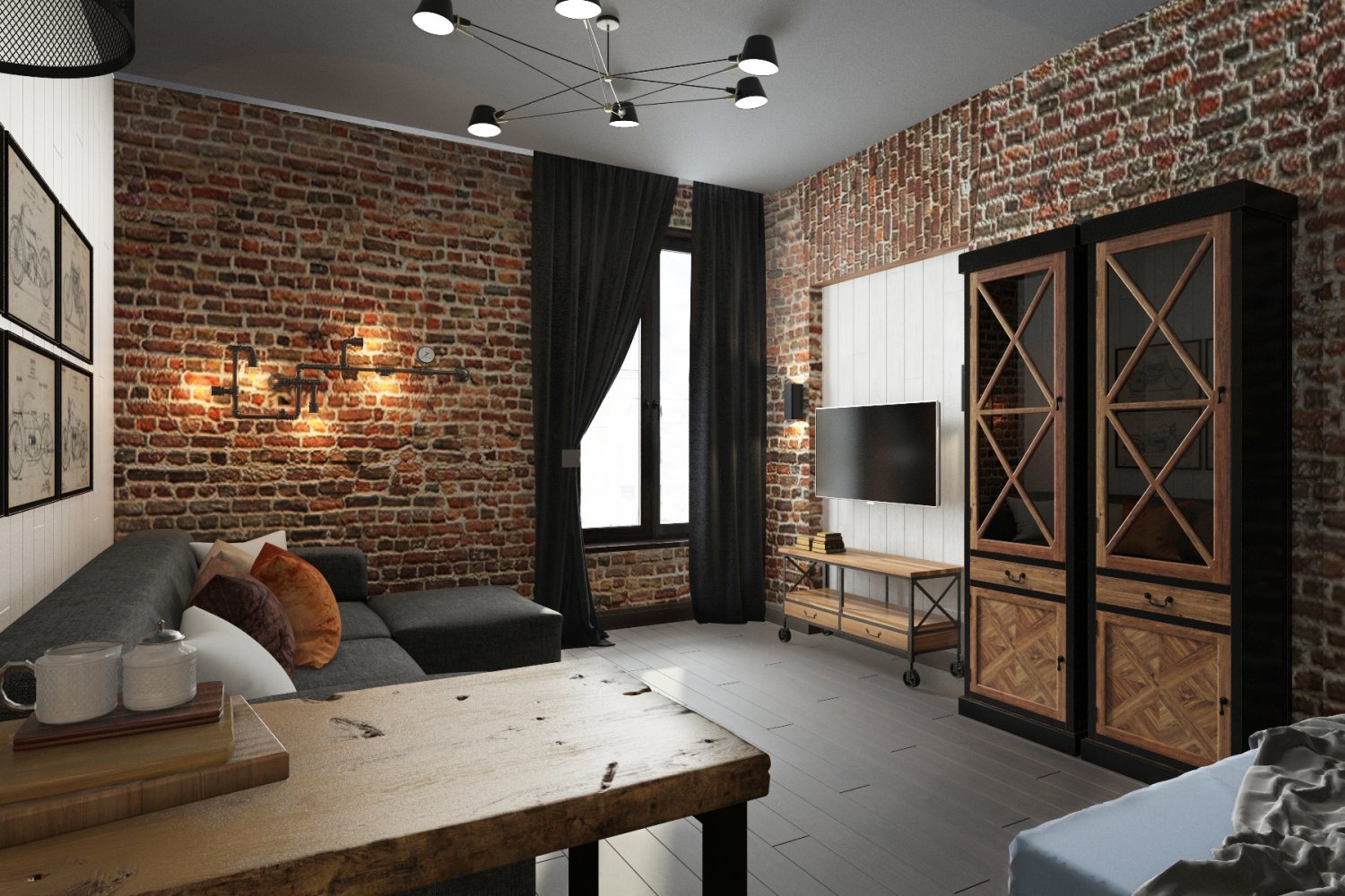 studio in the loft style 3d-modell in wohnzimmer 3dexport