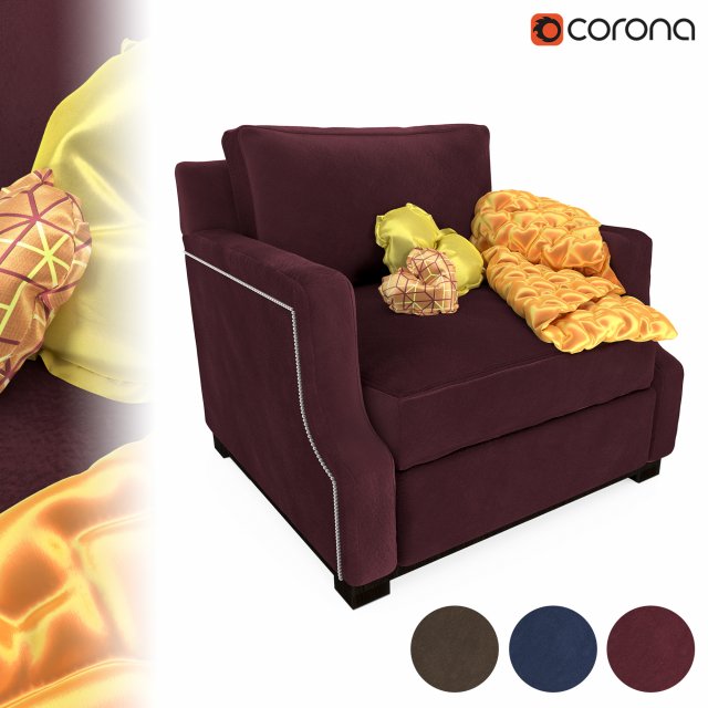 armchair 002 3D Model .c4d .max .obj .3ds .fbx .stl .blend 