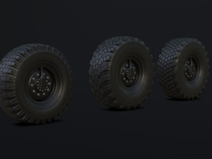 off-road wheel and three types of tires assembly for trucks kamaz ural 43202- Modelo 3D