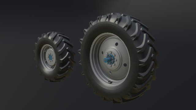set of wheels for mtz 1221 tractor assembly 3D Model .c4d .max .obj .3ds .fbx .stl .blend 