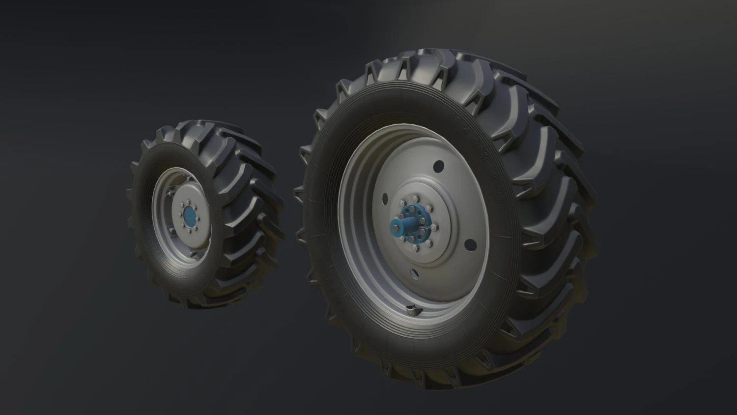 set of wheels for mtz 1221 tractor assembly 3D Model .c4d .max .obj .3ds .fbx .stl .blend 