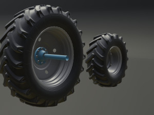 set of wheels for mtz 1221 tractor assembly 3D Model