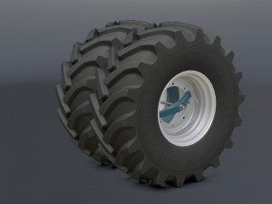 double wheels for tractor htz-17221 in a free collection of low-poly s Modèle 3D