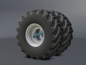 double wheels for tractor htz-17221 in a free collection of low-poly s Modèle 3D