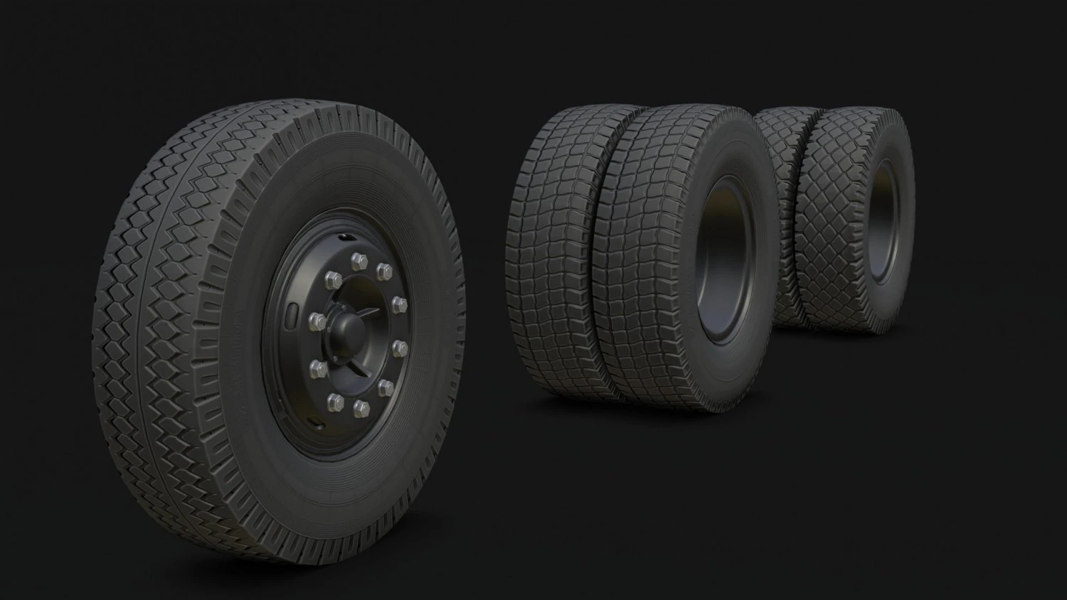 wheel kamaz free low-poly 3D Model .c4d .max .obj .3ds .fbx .stl .blend 