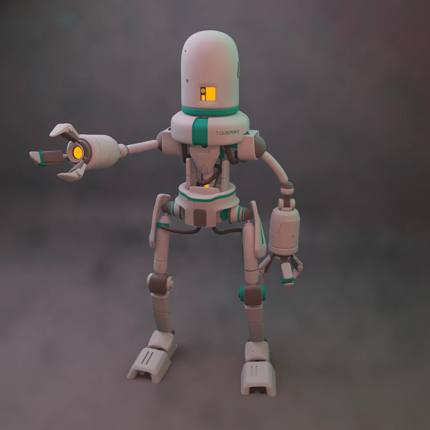 simple sci-fi robot high poly 3D Model .c4d .max .obj .3ds .fbx .stl .blend 