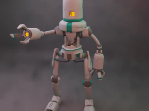 einfacher Science-Fiction-Roboter, High-Poly 3D Modell