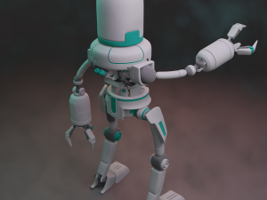 simple sci-fi robot high poly 3D मॉडल