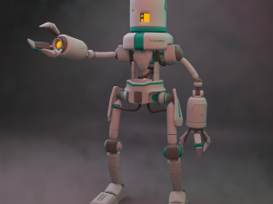 simple sci-fi robot high poly 3D मॉडल