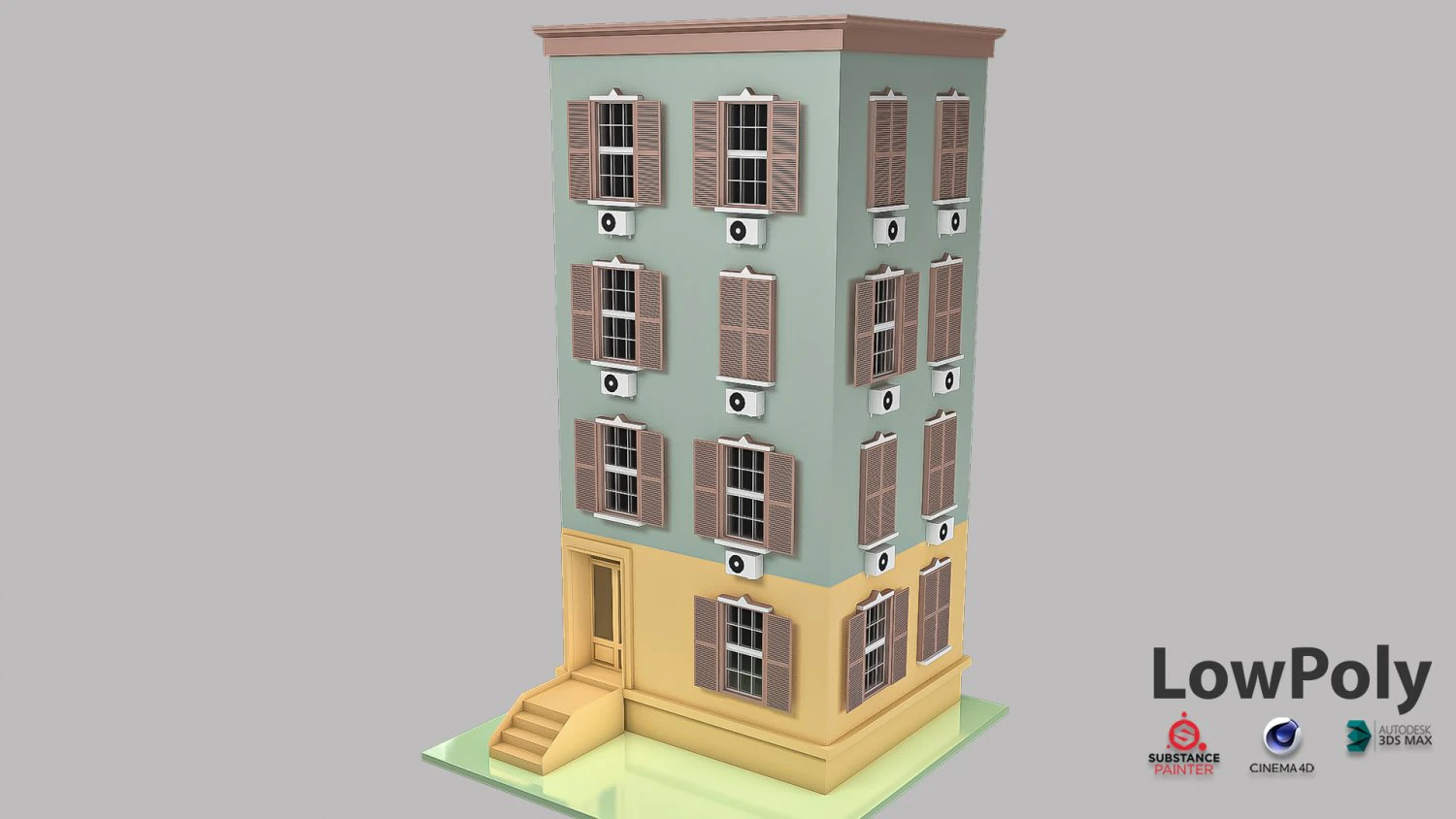 Building Lowpoly 3D Model .c4d .max .obj .3ds .fbx .stl .blend