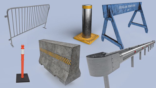 Road Barriers Collection Modello 3D .c4d .max .obj .3ds .fbx .stl .blend 