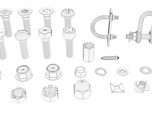 Collection of various Screws nuts and bolts Pack 27 in One Modelo 3D