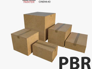 Cajas de cart&oacute;n - Accesorios listos para el juego Low-poly Modelo 3D