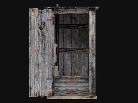 Old Wooden Toilet LowPoly 3D Model