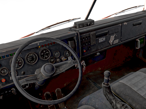 Vrachtwagen laag poly interieur 3D Model