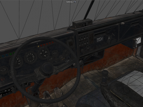 Vrachtwagen laag poly interieur 3D Model