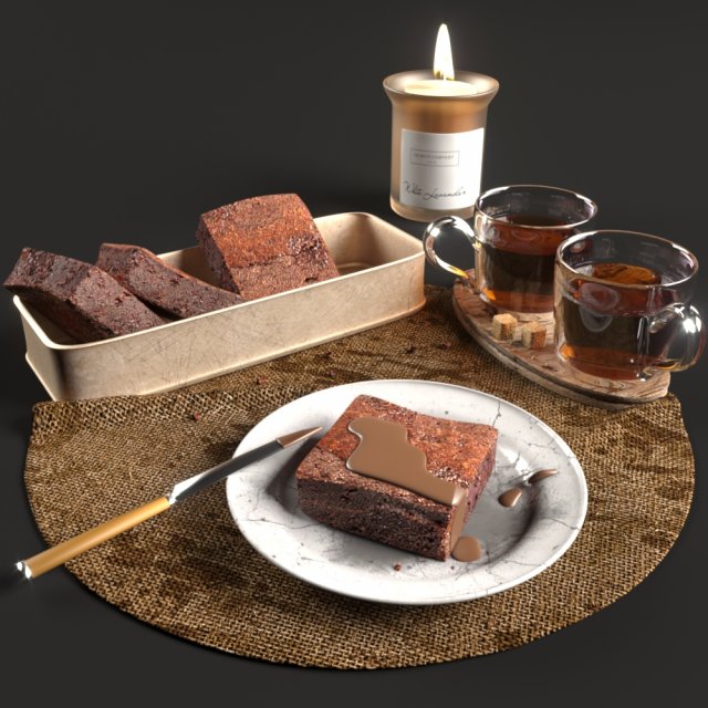 tea cake Model 3D .c4d .max .obj .3ds .fbx .stl .blend 