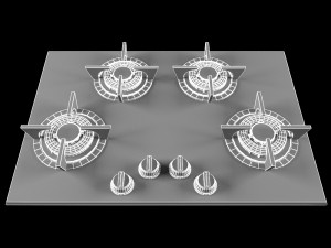 black gas hob Modello 3D