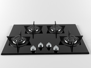 black gas hob Modello 3D