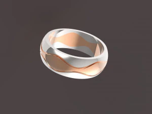 3波结婚戒指 3D 打印模型