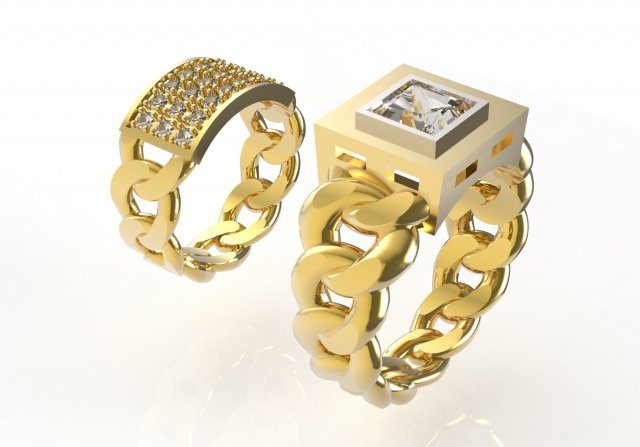 rings chain with gems Modello di stampa 3D .c4d .max .obj .3ds .fbx .stl .blend 