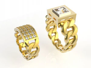 带宝石的戒指链 3D 打印模型