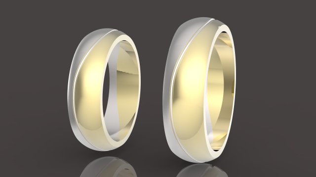2 wedding rings set two-piece assembly 3D 프린트 모델 .c4d .max .obj .3ds .fbx .stl .blend
