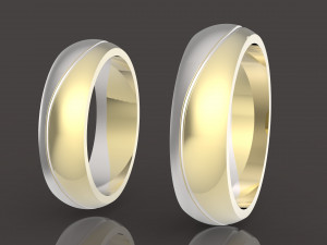 2 wedding rings set two-piece assembly 3D Print Model