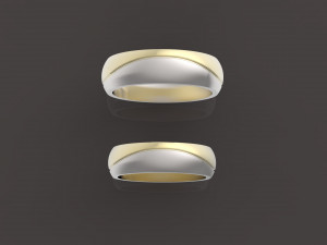 2 wedding rings set two-piece assembly 3D 프린트 모델