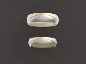 2 枚结婚戒指套装两件式组装 3D 打印模型