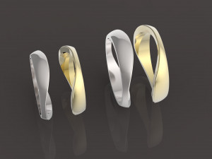 2 wedding rings set two-piece assembly 3D 프린트 모델