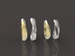 2 wedding rings set two-piece assembly 3D 프린트 모델