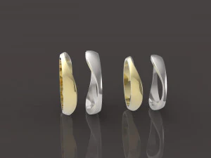 2 枚结婚戒指套装两件式组装 3D 打印模型