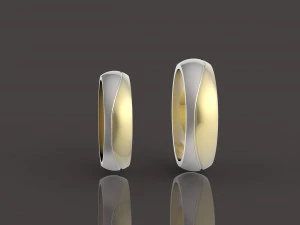 2 枚结婚戒指套装两件式组装 3D 打印模型