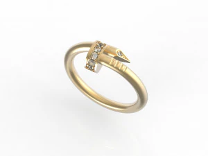 镶有宝石的平头钉戒指 3D 打印模型